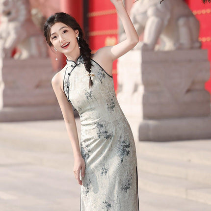 Sleeveless improved Retro Jacquard New Chinese Style Waist Women Cheongsam
