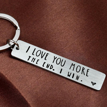I Love You More The End I Win Stainless Steel Couple Keyring Keychain Gift Funny - Aimall