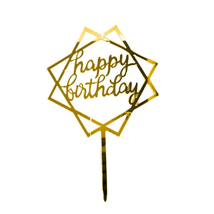Elegant Acrylic Happy Birthday Cake Topper Decoration Card for Party Supplies