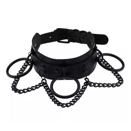 PU Leather Collar Necklace Lock Chain Necklace for Women Fashion Neck Sleeve