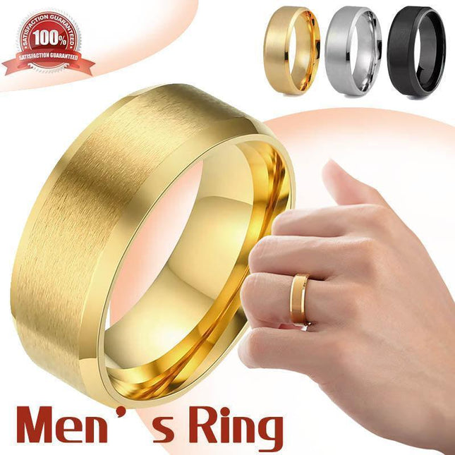 Titanium Stainless Steel 8mm Brushed Finish Wedding Band Comfort Ring Black - Aimall