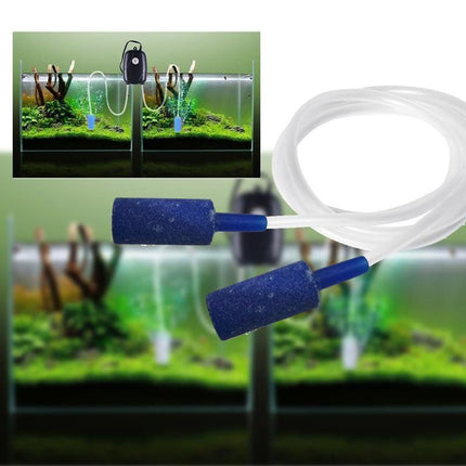 Oxygen Pump Aqua Fish Tank Aquarium Pond Air Bubble Disk Stone Aerator 2 Outlets - Aimall