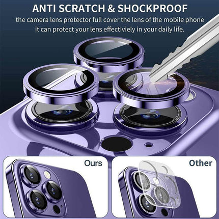For iPhone 13 Pro/Pro Max Metal Camera Lens Glass Screen Protector - Aimall