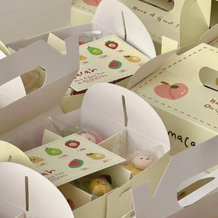 10 Pack Cake Box Set Cardstock Printed Partitioned Interior for Macarons Pastrie