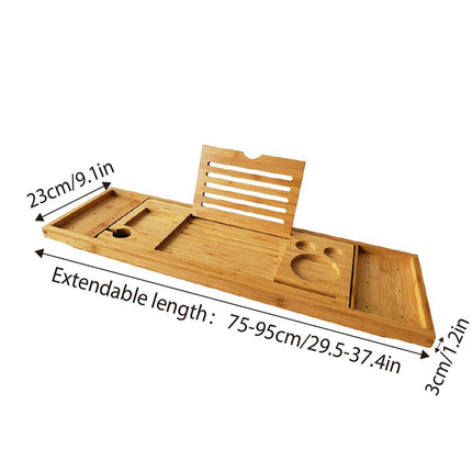 Bathroom Bamboo Bath Caddy Wine Glass Holder Table Tray Bathtub Rack Soap Shelf
