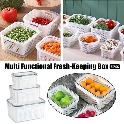 3PCS Food Storage Container Set Fridge Microwave Plastic Safe Fresh Keeping Box