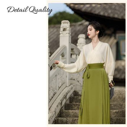 Elegant Traditional New Chinese Style Improved Hanfu Two-piece Dress Women - Aimall