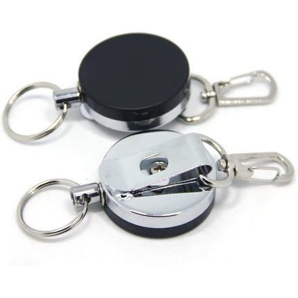 2 Recoil Key Ring Retractable Chain ID Pull Holder Reel Belt Clip Extend Keyring - Aimall