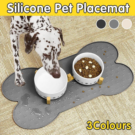 Silicone Pet Feeding Food Mat Bone Waterproof Non-slip Cat Dog Bowl Placemat