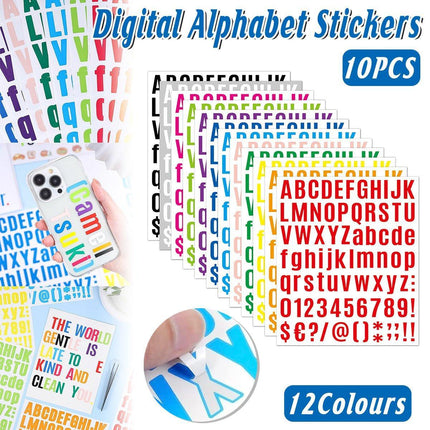 10pcs Letter Stickers Colorful DIY Scrapbooking Water Bottle Greeting Cards