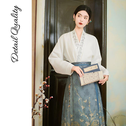 Spring Autumn Hanfu for Women Chinese Style Daily Wear Improved Horse Skirt