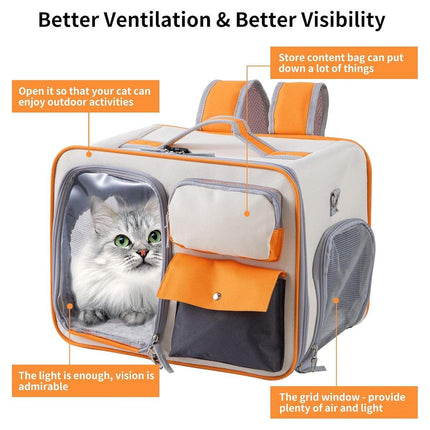 Large Capacity Cat Dog Backpack Outdoor Portable Pet Carrier Canvas Travel Bag