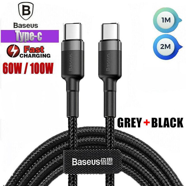 Grey+Black Baseus 60W/100W Usb C To Type C Charger Cable Fast Charge For Samsung - Aimall