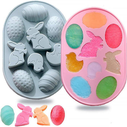 2PCS Easter Rabbit Egg Silicone Molds DIY Baking Mold for Cake Chocolate Decor