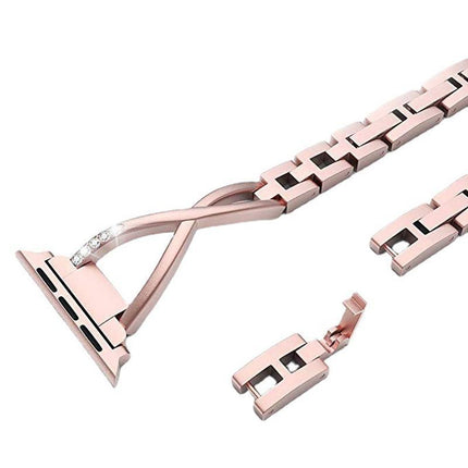 Apple Watch Series 6 5 4 3 2 SE Bling Stainless Steel Bracelet iWatch Band Strap 42/44/45MM - Aimall