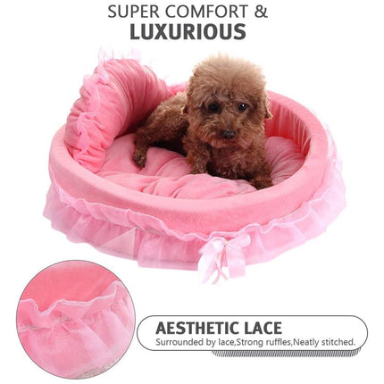 Princess Pet Kennel Soft Comfortable Cat and Dog Bed House for Small Pets