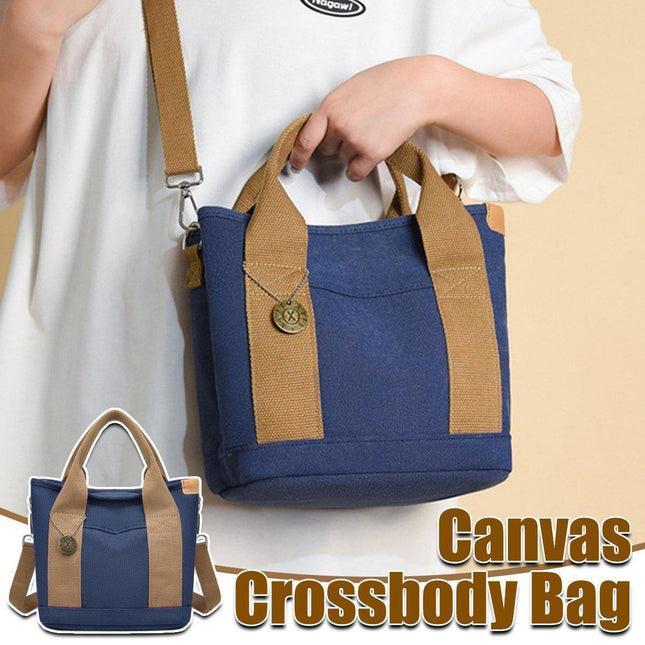 Womens Canvas Handbag Multi-layer Lightweight Crossbody Bag for Work Mommy