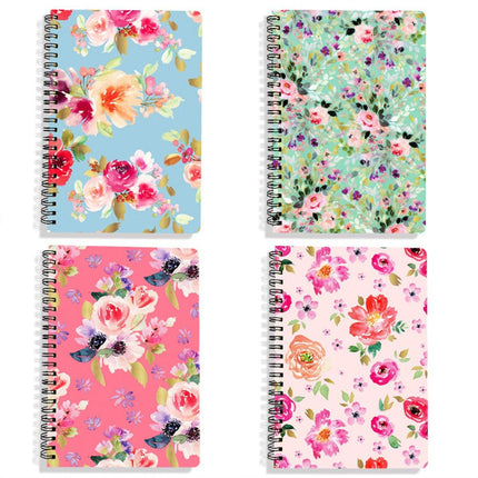 4pcs Loose Leaf Coil Thick Notebook Notepad Vintage Floral Journal Stationery