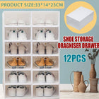 12PCS Shoe Box Storage Case Clear Boxes Foldable Stackable Transparent Organizer - Aimall