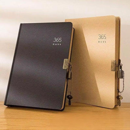 2pcs A5 Kraft Paper Blank Notebook 365 Days Planner Handbook for Writing Notes