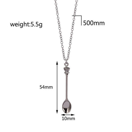 Mini Crown Spoon Necklace Pendant Charm Festival Cutlery Tea Party Gift HOT - Aimall