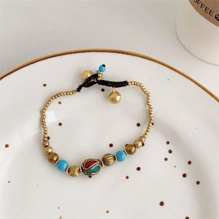 Ethnic Style Handmade Bracelet Color Stone Sky Bead Fashion Round Bead Bracelet