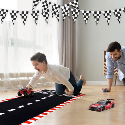 4pcs Black White Racing Runway Party Decor Fabric Race Track Background Material