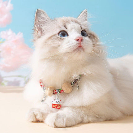 Camphor Wood Bead Collar with Bell Necklace for Cats and Dogs Pet Accessories