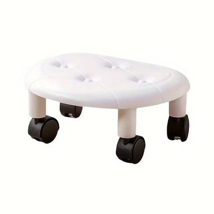 Imitation Leather Low Stool with Wheels Modern Bedroom Living Room Plastic Bench