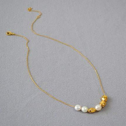 Simple Irregular Freshwater Pearl Necklace and Bracelet Set Elegant Women