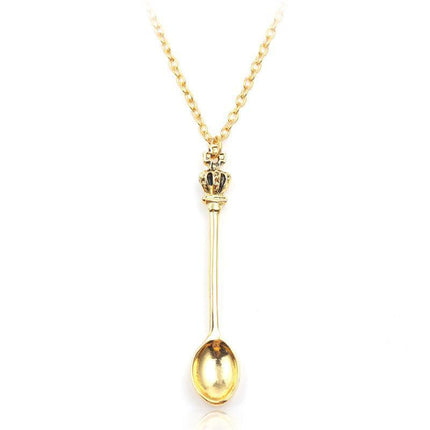 Mini Crown Spoon Necklace Pendant Charm Festival Cutlery Tea Party Gift HOT - Aimall