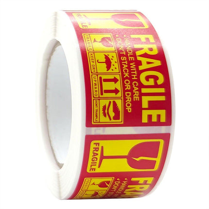 4Rolls Fragile Warning Label Stickers English Caution Handle With Care Packaging