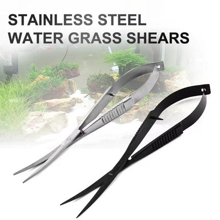 Aquarium Plant Tools Water Grass Spring Scissors Stainless Steel Long Handle