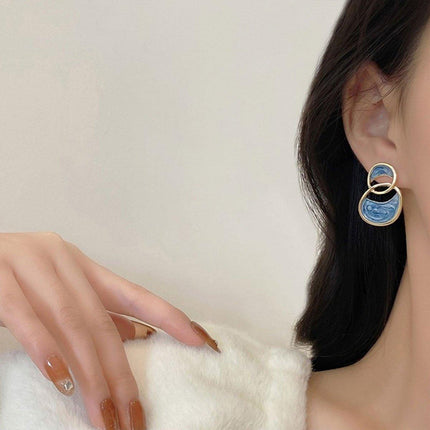 Vintage Haze Blue Earrings Women Elegant Dangle Drop Fashion Jewellery Gift
