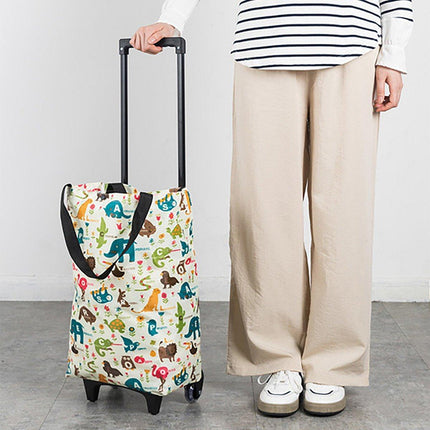 Lightweight Folding Shopping Cart Trolley with Wheels Retractable Tote Bag