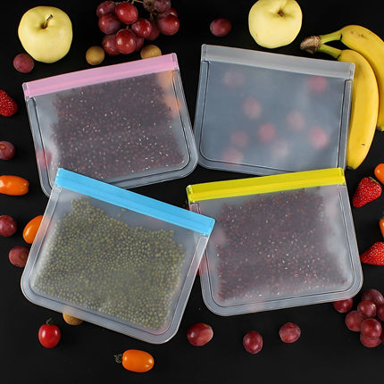 10 Pack Reusable Frosted PEVA Food Storage Bags Resealable Ziplock Freezer Safe