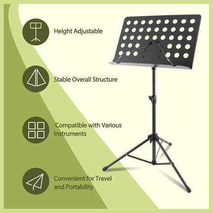 Adjustable Heavy Duty Music Stand Folding Large Sheet Holder for Stage Conductor