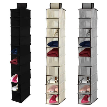10 Tier Clothes Organiser Wardrobe Hanging Storage Closet Shoes Hanger Bag AU - Aimall