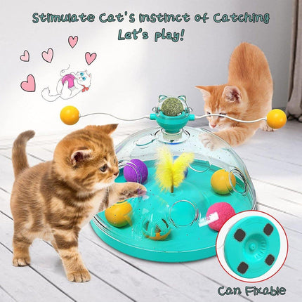Interactive Windmill Cat Teaser Toy Treasure Box with Stick Fun Play for Pets