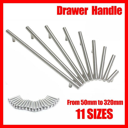 5pcs Silver Kitchen Cabinet Door Handles Stainless Steel Door Drawer Pull T Bar - Aimall
