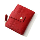 Stylish Women Short Wallet Multi-card Money Clip Zipper Two-Fold Purse Leather
