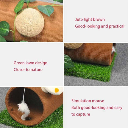 Multifunctional Cat Scratching Board Tree Pet Hut with Hole for Cats and Kittens