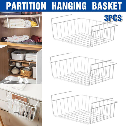 3PCS Hanging Storage Basket Rack Organizer Kitchen Wardrobe Shelf Cabinet Basket