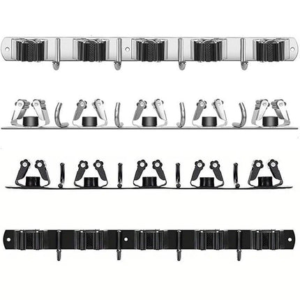 Punch-free Wall Mounted Mop Rack Nail-free Storage Rack Multi-use Mop Holder