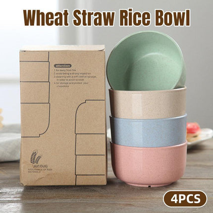 4pcs Healthy Wheat Straw Bowls Rice Bowls Soup Bowls Dining Bowls