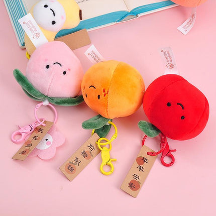 Smile Fruit Vegetable Plush Toys Doll Pendant Keychain Key Ring Bag Decor Kids - Aimall