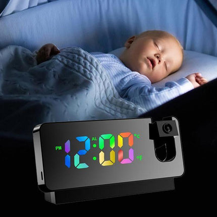 LED Digital Smart Alarm Clock Projection Temperature Time Projector LCD Display - Aimall
