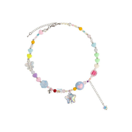 Colourful Hearts Transparent Star Necklace Sweet Fashion Jewellery for Women