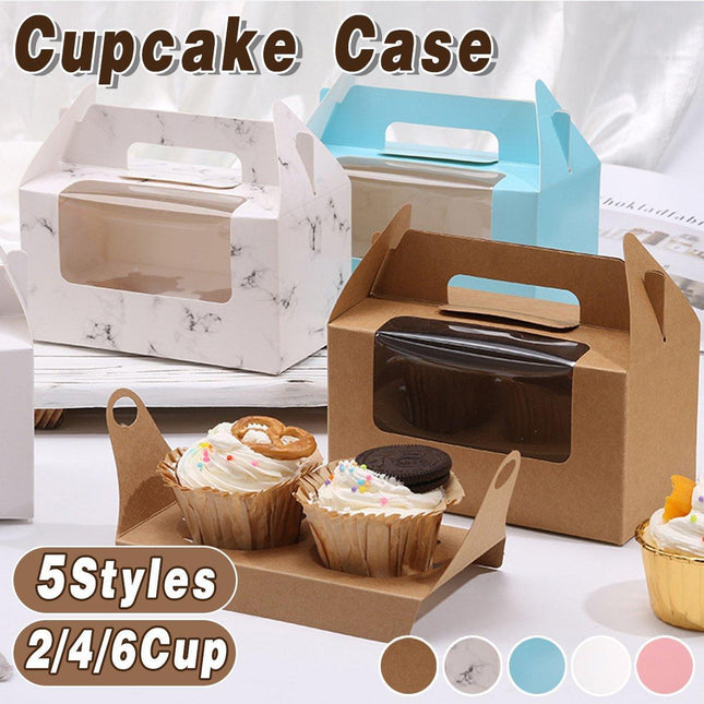 25pcs Portable Cupcake Packaging Box with Transparent Window for Easy Opening