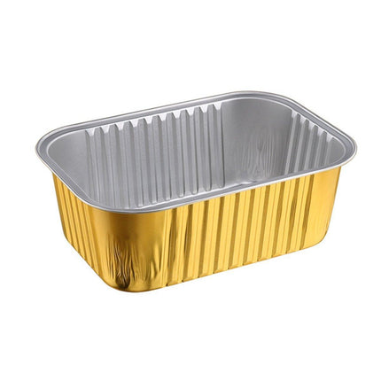 50 PCS Thickened Foil Box with Plastic Lid Rectangular Aluminum Foil
